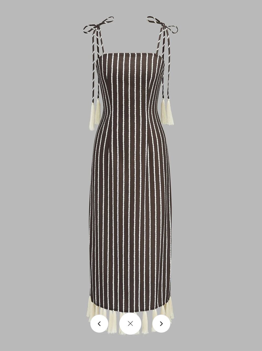 NWT Commense Striped Tassel Tie-Strap Midi Dress Sz M